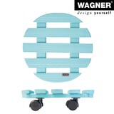 thumbnail of WAGNER Pflanzenroller HOLIDAY Ø 30 x 8 cm, für innen, Massivholz geriffelt, türkis, Tragkraft 100 kg, EU Ware - 20018401