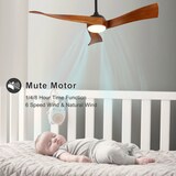 thumbnail of Deckenventilator 42x132x132 cm mit Licht und Fernbedienung 6 Stufen Timer Umkehrfunktion DC Motor leise Schwarz Metall+Holz