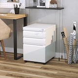thumbnail of Bloco de Gavetas com Rodas para Escritório Móvel para Arquivos com 3 Gavetas e Fechadura 39x48x60 cm Branco