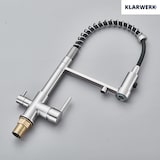 thumbnail of Bernd | Estera filtrante cepillada plateada para gastronomía de 3 vías Grifo ósmosis de acero inoxidable con resorte para cocina giratorio 360°