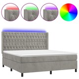 thumbnail of vidaXL Boxspringbett mit Matratze & LED Hellgrau 180x200 cm Samt