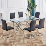 thumbnail of Freischwinger Stuhl Set 4 Schwarz 100x54x42 cm mit Kunstleder Bezug verchromtem Metallgestell Griffloch hoher Lehne und 120 kg Belastbarkeit