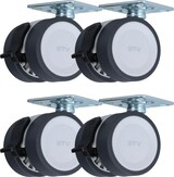 thumbnail of 4er Pack Transportrolle Bremse Grau Doppelrolle Ø 50mm Möbelrolle 50kg Traglast