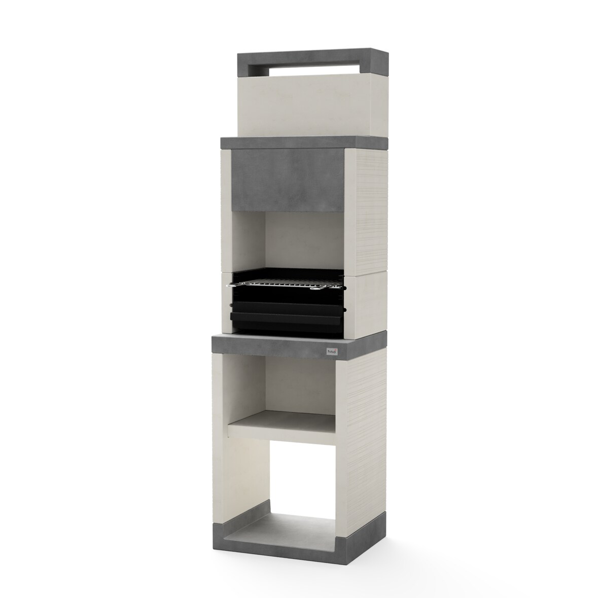 MF - Barbacoa de Obra para Leña y Carbón Modelo PLAN 0 MAX (Gris/Blanco - 59 x 47 x 203 cm) REF: T00874
