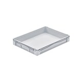 thumbnail of PROREGAL 2x Euro-Norm Großbehälter | HxBxT 12x60x80cm | 49 Liter | Glatter Boden | Grau  | Eurobehälter, Transportbox, Transportbehälter