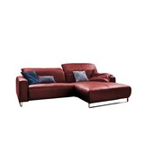 thumbnail of KAWOLA Sofa YORK Leder Life-line cherry Rec rechts Fuß Metall Chrom matt mit Sitztiefenverstellung