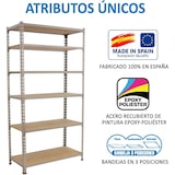 thumbnail of Étagère metallique sans vis Maderclick 6 plateaux de 150 kgs par plateau couleur GALVA/BOIS 2500x800x300 mm (haut x largeur x profondeur)