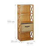 thumbnail of Relaxdays Regal Bambus mit Korb, 4 Ablagen, Holz Standregal, Badregal, Faltbox, HxBxT: 105 x 42 x 29 cm, natur braun