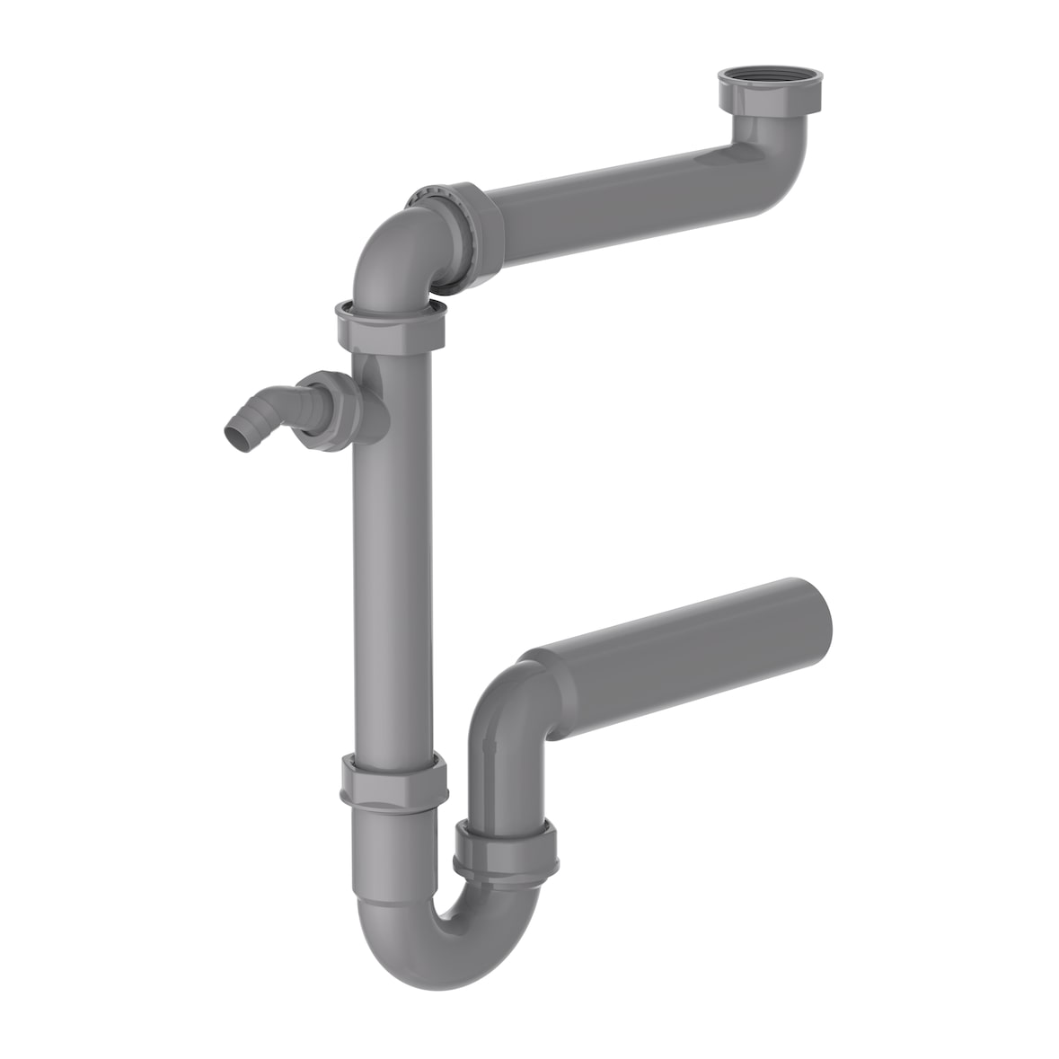 ECO SAVE Raumspar Siphon Küchenspüle, Abfluss für Spüle Küche aus recyceltem Kunststoff, mit Anschluss f. Geschirrspüler