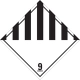 thumbnail of Gefahrzettel, Gefahrgutklasse 9 - Verschiedene gefährliche Stoffe und Gegenstände - 30x30 mm Folie selbstklebend