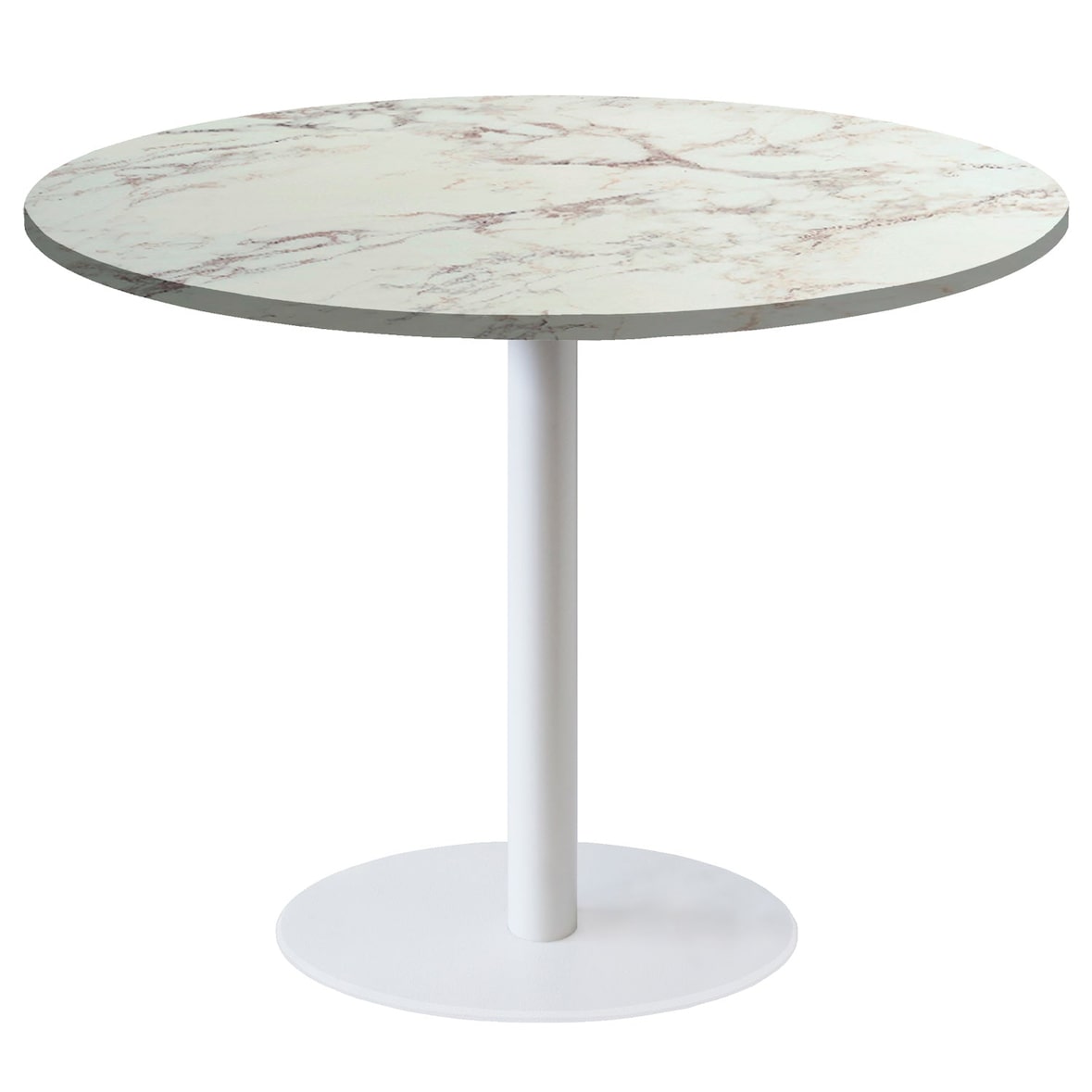Restootab - Mesa Roma, base branca Ø120cm, decoração em mármore Olympo