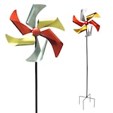 thumbnail of Windrad Windspiel Metall Gartendeko Balkon Terrasse Erdspieß rot gelb silber : Rot, Gelb, Silber