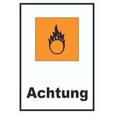 thumbnail of Schild Gefahrensymbol Brandfördernd Achtung Brand hochkant A0 Rückseite selbstklebend