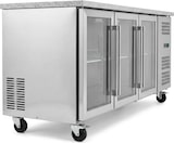 thumbnail of Romux® Kühltisch mit 3 Glastüren 180x70 cm mit Marmor-Arbeitsplatte und Luftkühlung | Theken Kühlschrank aus Edelstahl mit 417 L und 750 W