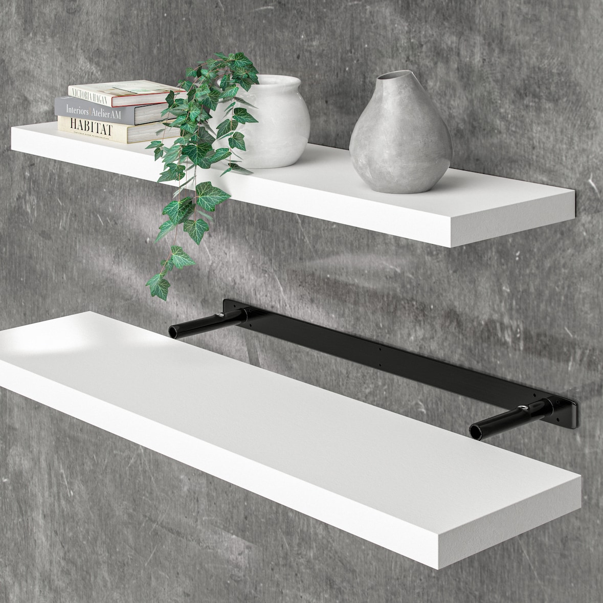 Casaria Schweberegal 90cm matt weiß