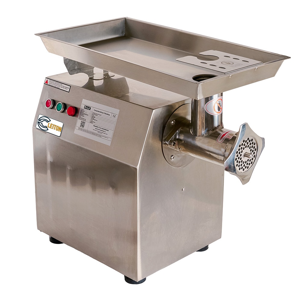 Cleiton® Picadora de Carne Boca de 32" Diámetro de Acero Inoxidable de 31x60 cm | Picadora Profesional Carnicería con Producción de 250 kg/hr - 1500W