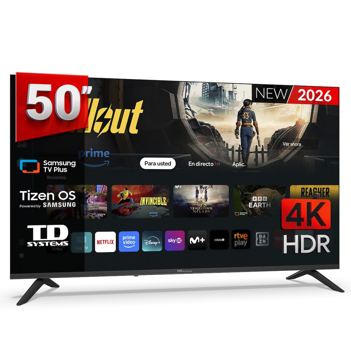 TD Systems - Smart TV 50 pulgadas 4K. Samsung Tizen OS 8.0. Sintonizador triple (DVB-T2/C/S2). Samsung Gaming Hub. TV 2026 - M50C22TIZEN