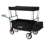 thumbnail of Hauki Bollerwagen L Schwarz, faltbar mit Dach, Handwagen klappbar, bis 80 kg, 2 Netztaschen + Außentasche, Bremse, Transportwagen Kinder