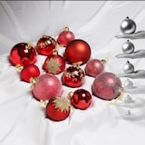 thumbnail of Christbaumkugel Weihnachtskugel Glas 3 Größen glänzend matt glitzernd rot 12St.