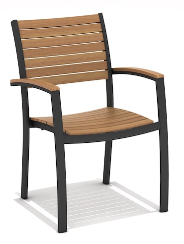 METRO PROFESSIONAL Stapelstuhl mit komplett überzogene Armlehnen Lynx, Alu/Eukalyptusholz, schwarz