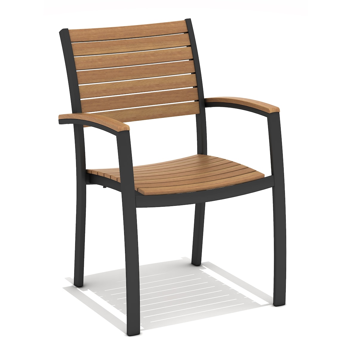 METRO PROFESSIONAL Stapelstuhl mit komplett überzogene Armlehnen Lynx, Alu/Eukalyptusholz, schwarz