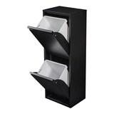 thumbnail of Helloshop26 - Lixeira de reciclagem de parede com 2 compartimentos removíveis 93 x 33 x 25 cm preta 03_0008199