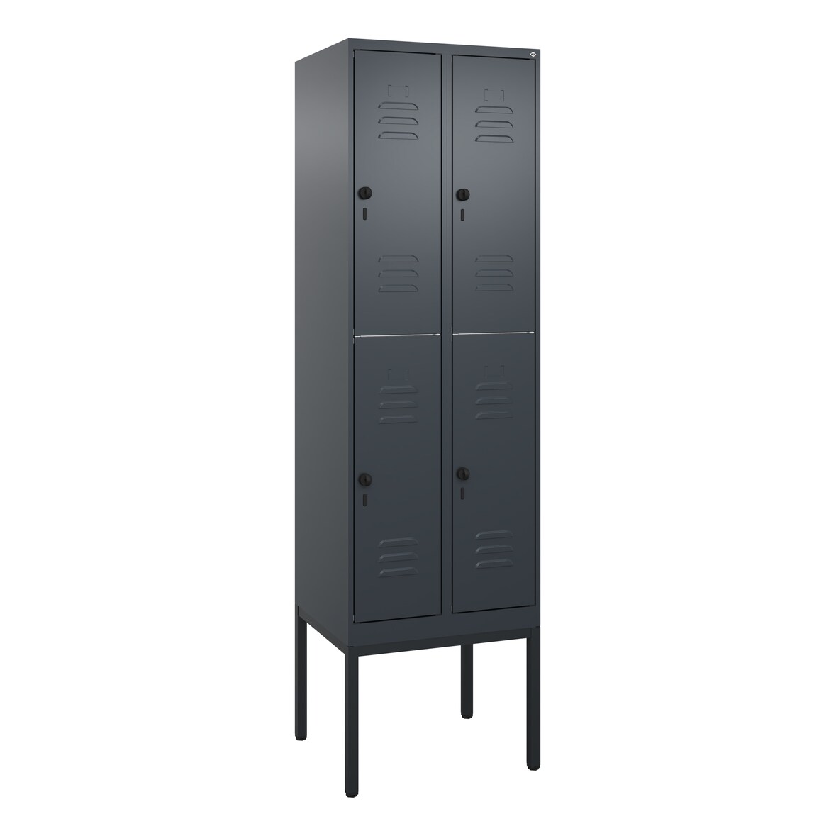 C+P Spind Classic PLUS, Gestell, 4 Abteile, HxBxT 212x60x50cm, Sicherheitsdrehriegel, Anthrazit von PROREGAL