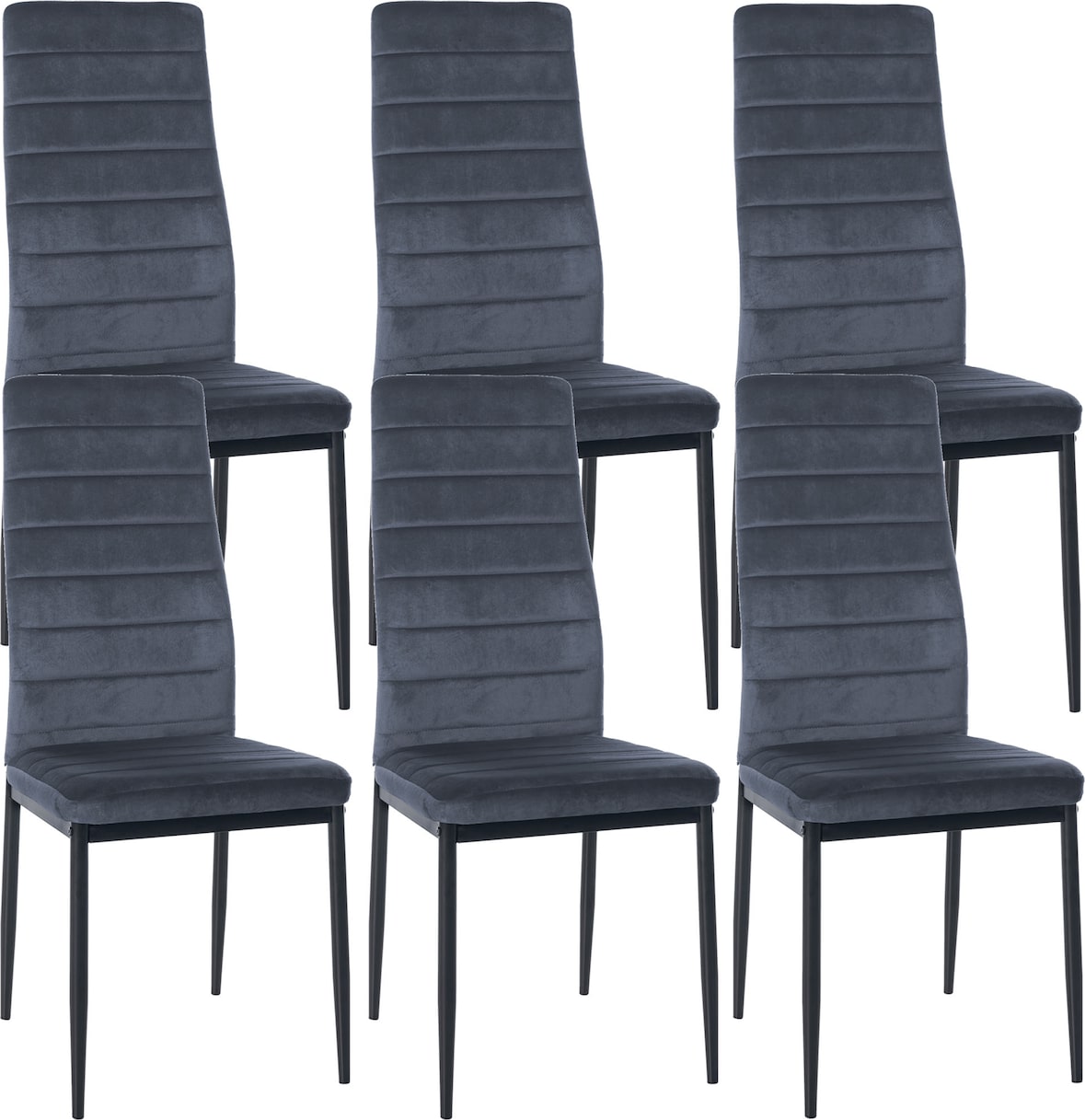 6er Set Esszimmerstühle Mayfair hellgrau/Samt