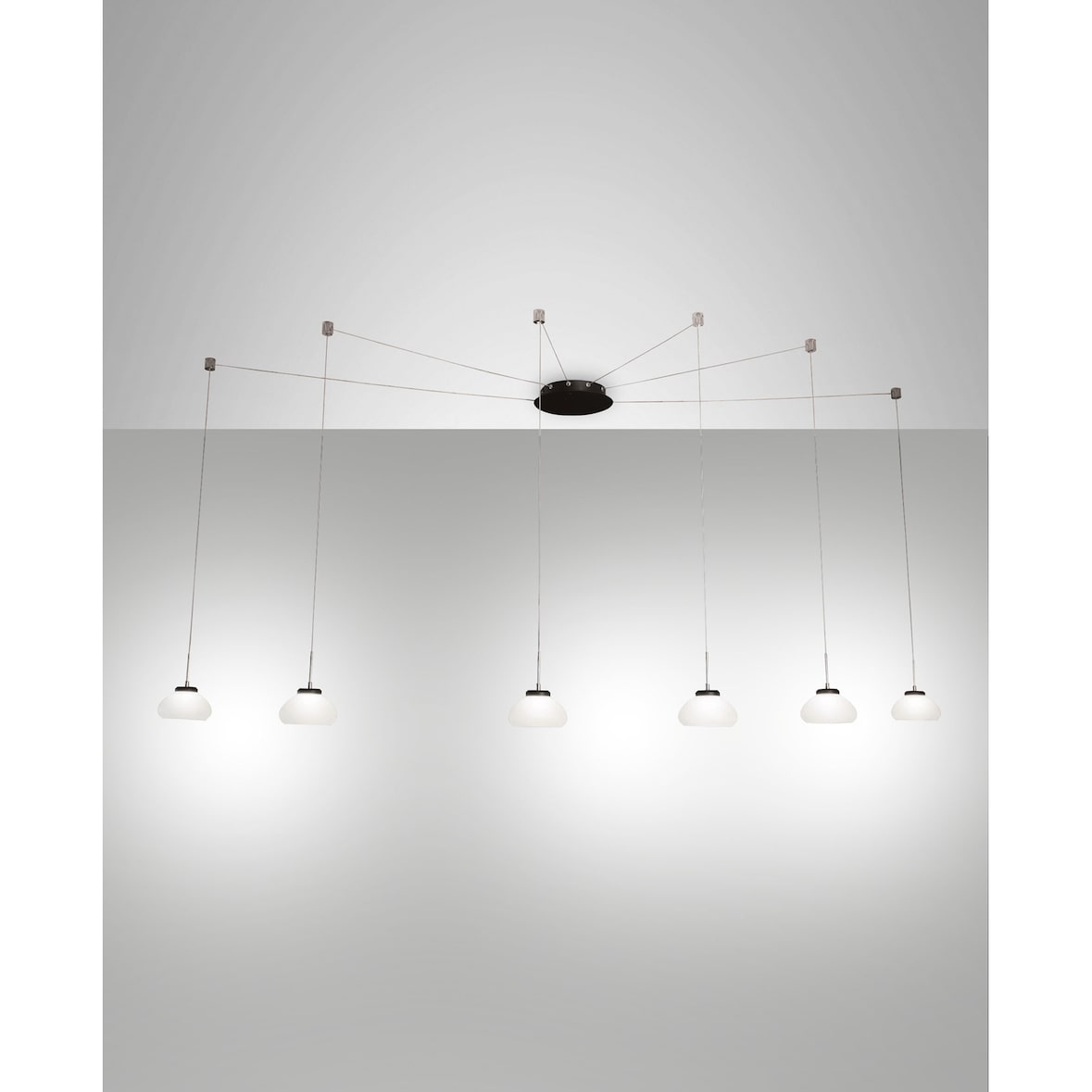 Lustre pendente Arabella LED em metal e vidro soprado branco 3547-46-102 Fabas Luce