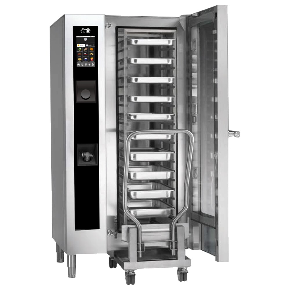 EURAST - Elektro-kombidämpfer mit automatischer reinigung für 20 gn 1/1 - 1000x840x1850 mm - 30800 W 400/3V - 41W102ER
