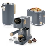 thumbnail of Nordic Set Espressomaschine 20 Bar, Toaster für 2 Scheiben, Wasserkocher 1,7 L, Briebe, SKT1209GRY, Grau