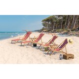 thumbnail of Liegestuhl rot-weiß Gartenliege Sonnenliege Strandstuhl Klappstuhl Deckchair Buche natur 10-314N