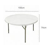 thumbnail of Pack 10 Mesas Redondas Plegables 150 cm Blanca - Banquete 6-8 Personas - Tablero HDPE Reforzado - Estructura Acero 25 mm - Bodas Catering Eventos