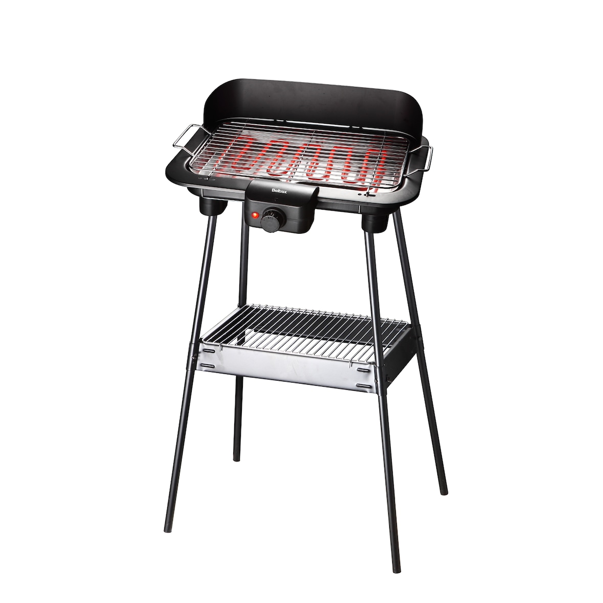BELTAX Grelhador elétrico de pé BBQ-3823, Potência: 2000W, 38 x 22 cm, Grelha em inox, Temperatura regulável