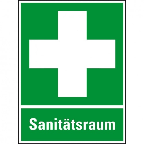 Schild I Rettungs-Kombischild Erste Hilfe, Sanitätsraum, Kunststoff, 300x400mm, ASR A1.3, DIN EN ISO 7010 E003