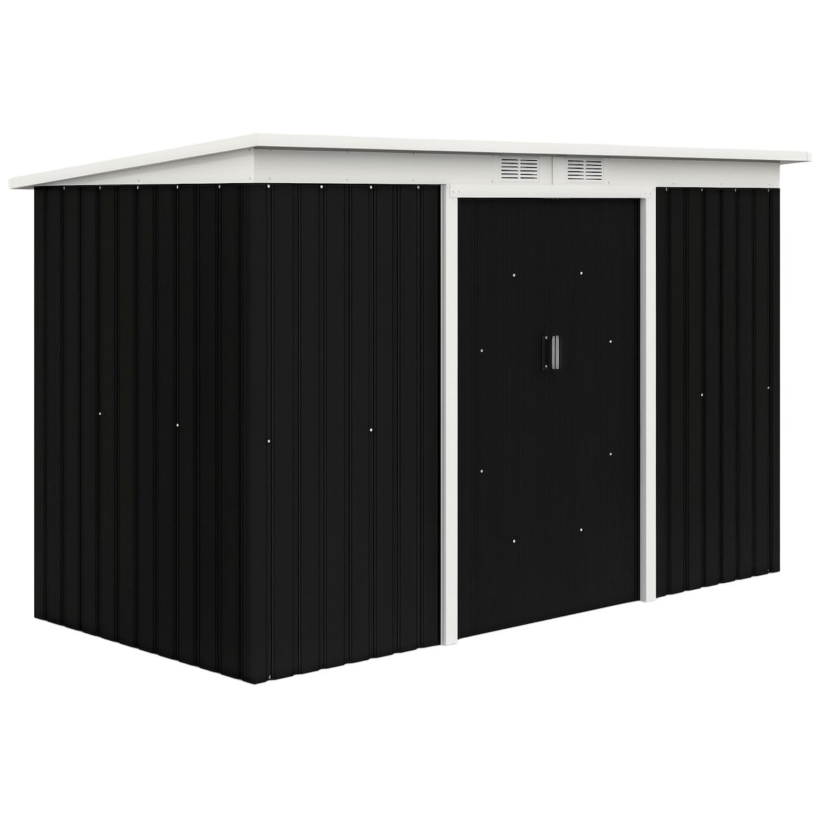 Outsunny Abrigo de Jardim 280x130x172cm Abrigo de Exterior de Aço Galvanizado com Porta Corredeira e Ventilações Cinza Escuro