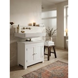 thumbnail of Design Waschbeckenunterschrank WL1.350 Badunterschrank mit 2 Türen Weiß, Kleiner Schrank Badezimmer 57 cm Breit, Badschrank Waschbecken Stehend, Bad