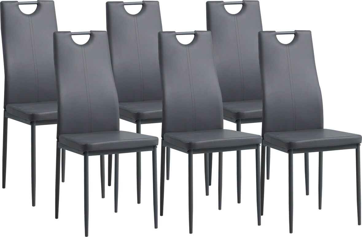 Albatros Esszimmerstühle SALERNO 6er Set, Grau - Edles Italienisches Design, Polsterstuhl Kunstleder-Bezug, Modern und Stilvoll am Esstisch