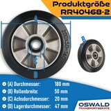 thumbnail of 2 Stück Hubwagenräder Gummi 180 x 50/50 mm, Achse 20 mm inkl. Kugellager