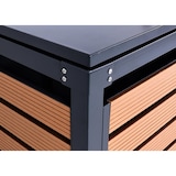 thumbnail of 3er Mülltonnenverkleidung HWC-K14, Mülltonnenbox Mülltonnenabdeckung, 119x205x84cm WPC Metall 109kg ~ Teak-Optik