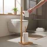 thumbnail of Suporte para papel higiénico de chão em madeira de bambu