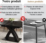 thumbnail of Ausziehbarer Esstisch 160x80x76  Schwarz mit schwarz weißer Musterplatte X Querstreben Metallauszug MDF Tischplatte für Küche Wohnzimmer Balkon