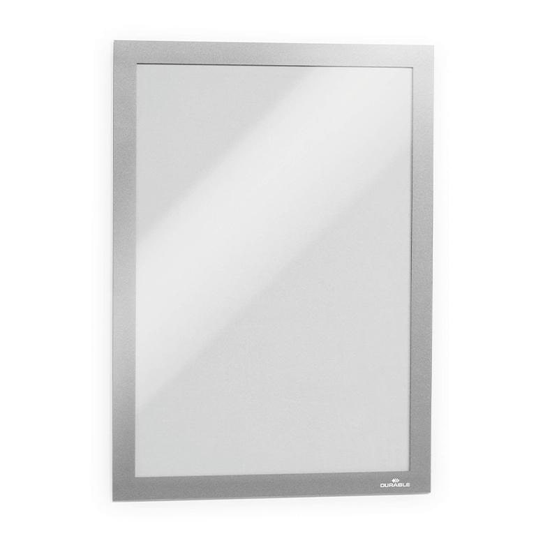 DURABLE DURAFRAME DIN A4 Inforahmen Selbstklebend, Magnetisch Silber Hartfolie 487223 23,4 (B) x 0,6 (T) x 32,6 (H) cm 2 Stück