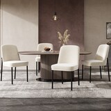 thumbnail of Esszimmerstuhl 6er Set Samt Beige 82x53x43 cm mit schwarzem Metallgestell, dick gepolsterter Sitz, modern minimalistisches Design