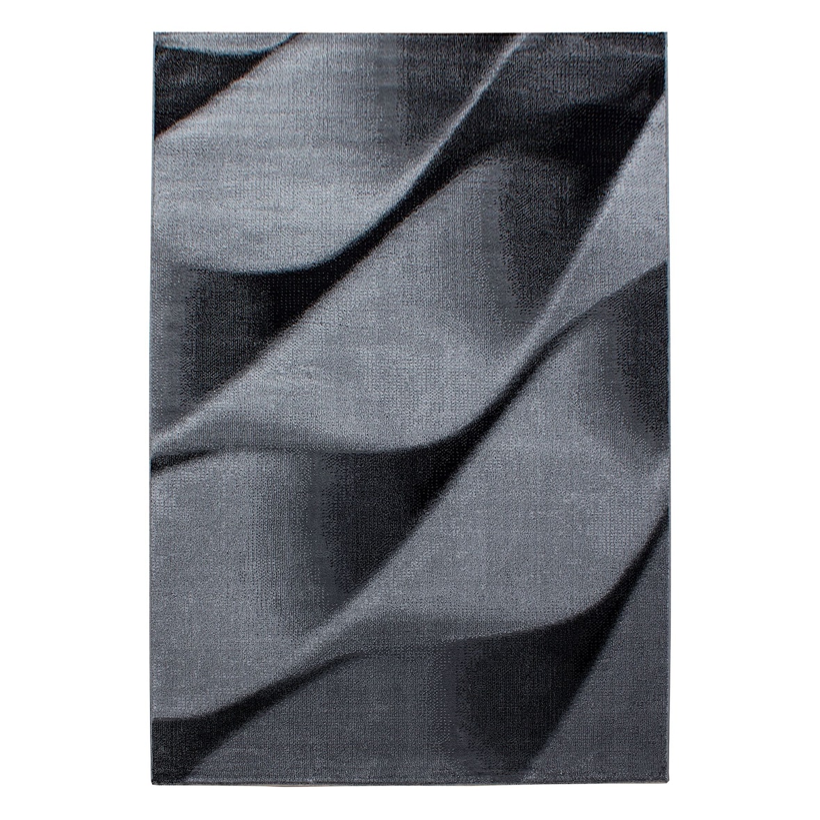 Carpetsale24 Teppich Wohnzimmer Moderne Abstrakt Wellen Design Schwarz - Grau 80 x 300 cm - Kurzflor, Schlafzimmer, Esszimmer, Küche