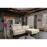 thumbnail of KAWOLA Sofa MALTA Ecksofa Stoff beige mit Kopfstütze Recamiere rechts