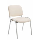 thumbnail of Chaise visiteur Ken en similicuir et piètement en métal chromé Crème