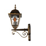 thumbnail of Licht-Erlebnisse Außenwandlampe SALZBURG M Glas Tiffany Rot Schwarz Antik IP44 nostalgische Wandleuchte Hof Garten, 3355H red-black + G(A2) figured