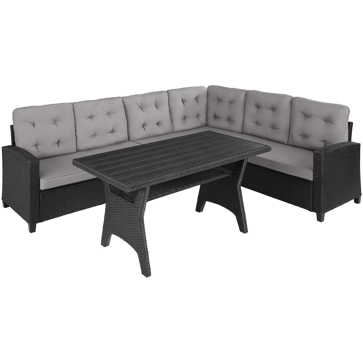 tectake Conjunto de ratán Catania  Negro
