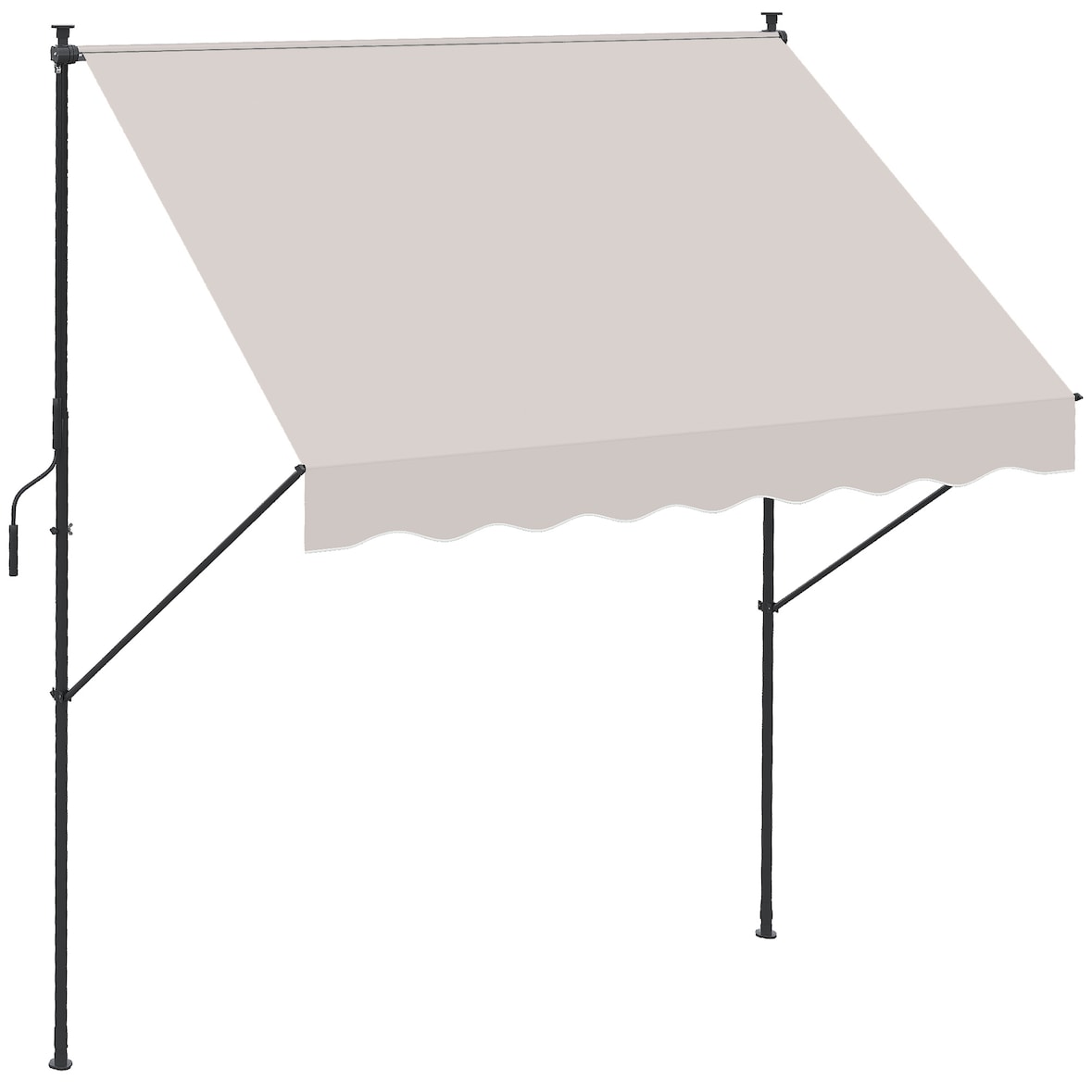 Outsunny toldo manual retráctil 200x175x210-310 cm toldo ajustable con manivela protección solar UV40+ prueba de aiento para balcón jardín terraza